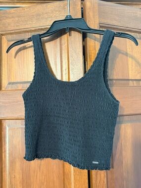 Hollister Black Smocked Crop Tank